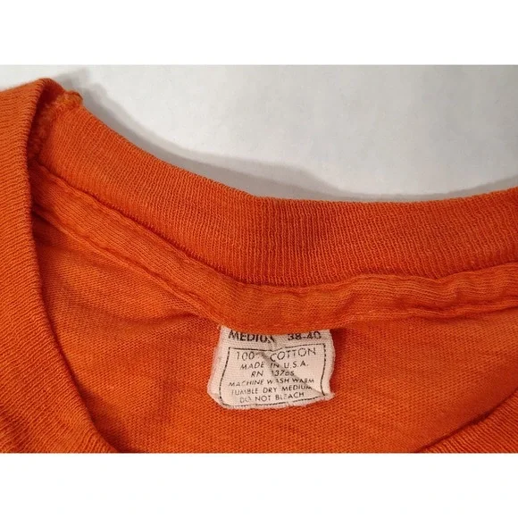 Vintage Orange Rush Marijuana Leaf Graphic T-Shirt Single Stitch Made in USA M